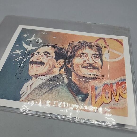 JOHN LENNON & GROUCHO MARX Postage Stamp Sheet With Certificate of Authenticity - Picture 8 of 8